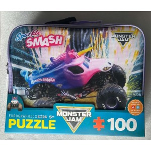 Monster Jam 100pc Puzzle/Lunchbag Combo - Sparkle Smash Monster Jam 100pc Puzzle/Lunchbag Combo - Sparkle Smash