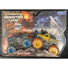 Spin Master Monster Jam Fire & Ice Split Color Grave Digger / W Double Pack